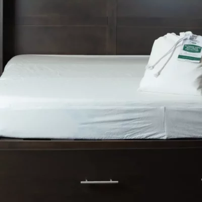 Organic Sleeper Sofa Mattress Protector_On Cabinet Bed_45th St Bedding