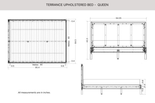 QUEEN Terrance Upholstered Bed Dimensions_45th St Bedding