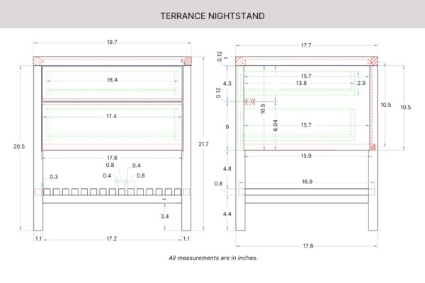 Terrance Nightstand Dimensions &_45th St Bedding