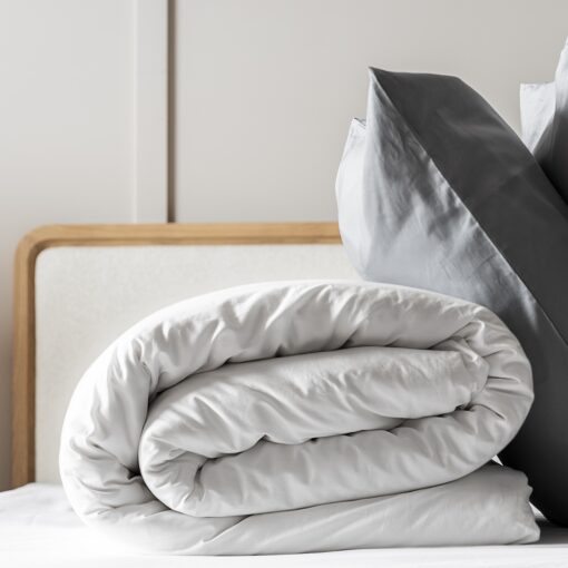 Organic Cotton Sateen Duvet Cover-White_Rolled_Square_45th St Bedding