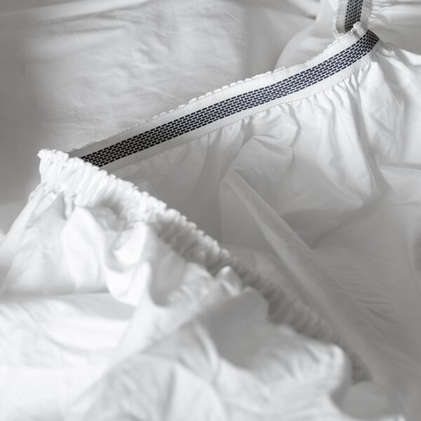 Organic Cotton Percale Fitted Sheet White_Skirting Detail_Square_45th St Bedding