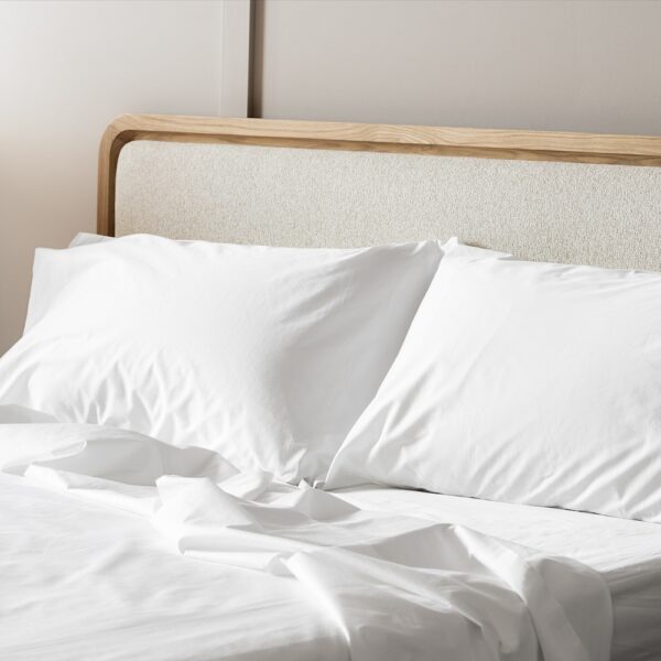 Organic Cotton Percale Pillowcases-White_Square LIfestyle_45th St Bedding