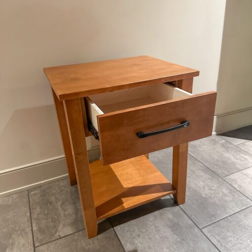 Keystone Nightstand-Salem Finish_Front Angle Drawer Open_45th St Bedding