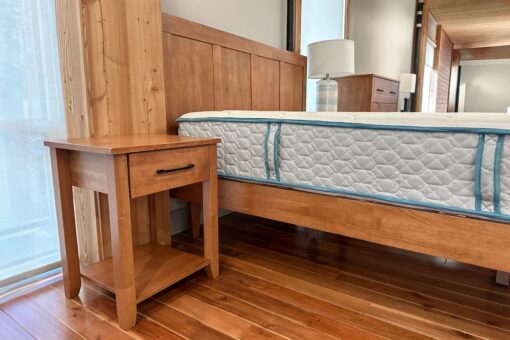 Sunnyside Panel Bed and Keystone Nightstand_Salem Finish_45th St Bedding