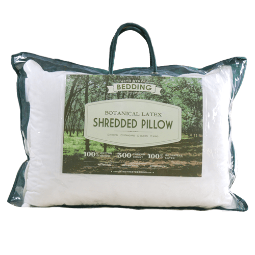 shredded latex pillow in packaging
