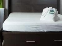 Organic Sleeper Sofa Mattress Protector_On Cabinet Bed_45th St Bedding