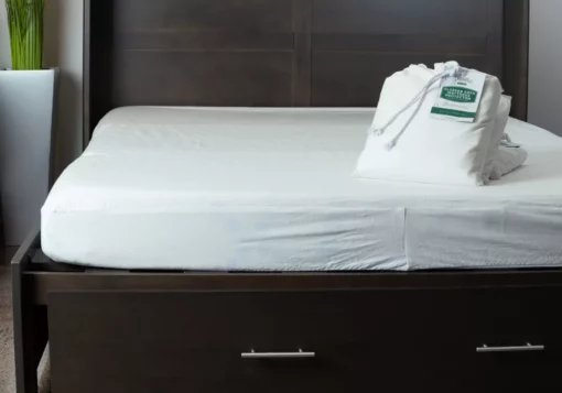 Organic Sleeper Sofa Mattress Protector_On Cabinet Bed_45th St Bedding